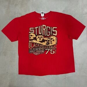 Harley-Davidson Sturgis Black Hills Rally 75th Anniversary T-Shirt Red Mens 2XL
